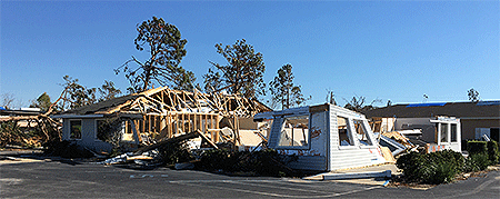 A realty building destroyed by Hurricane Michael's winds on the east of Panama City, Florida.
