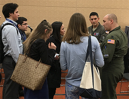 Lt. Col. Ryan Rickert (r) and Major Jeremy DeHart at Saturday's Conversations with Professionals series.